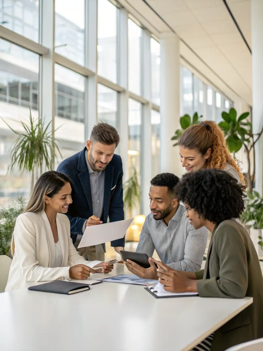 A team collaborating on compliance strategies in a meeting room, emphasizing teamwork and expertise.